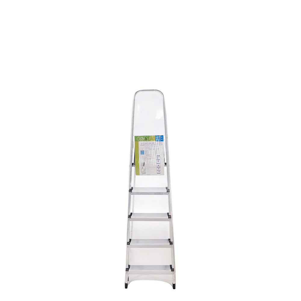 Aluminum 5-step folding ladder, household use, non-slip, light and resistant