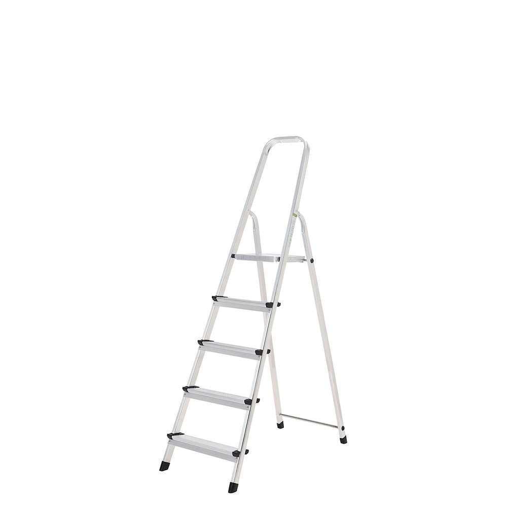 Aluminum 5-step folding ladder, household use, non-slip, light and resistant