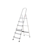 Escalera aluminio 6 peldaños plegable, uso doméstico, antideslizante, ligera y resistente