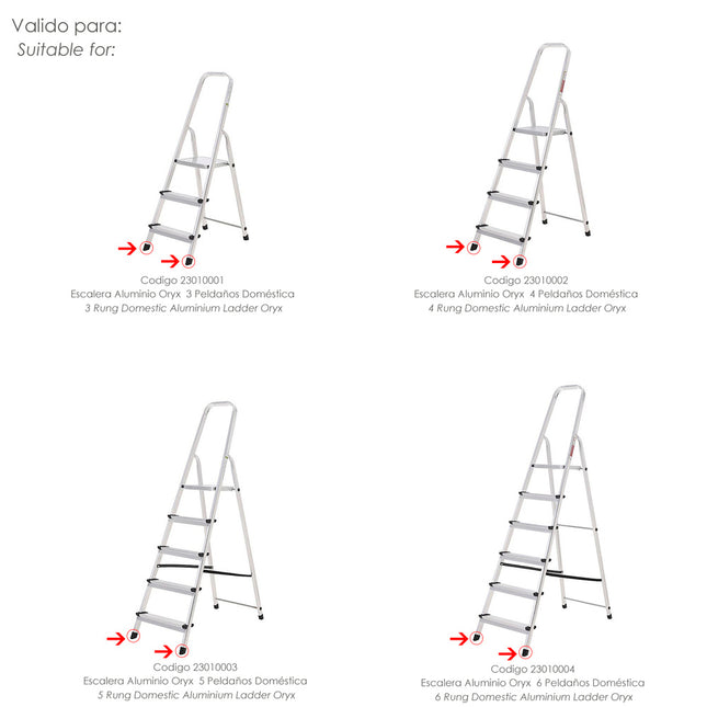 Contera escaleras aluminio oryx delantera de 3 a 6 peldaños