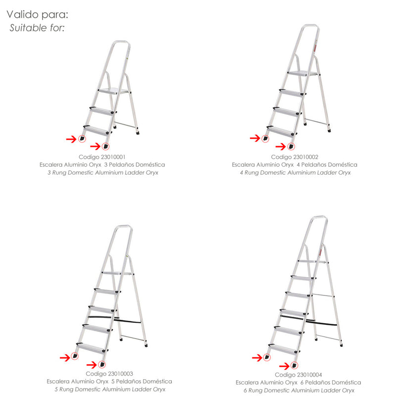 Contera escaleras aluminio oryx delantera de 3 a 6 peldaños