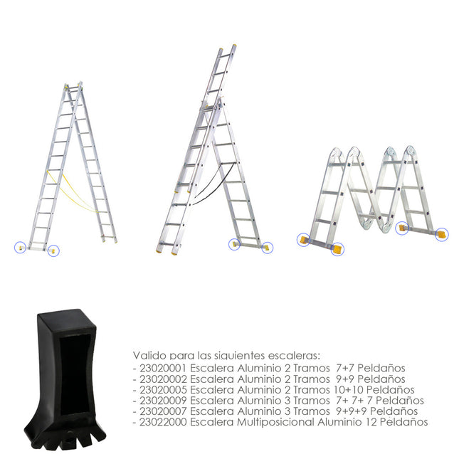 Contera larguero escalera 2 y 3 tramos /  escalera multiposicional con perfil 58 mm. versión 2019