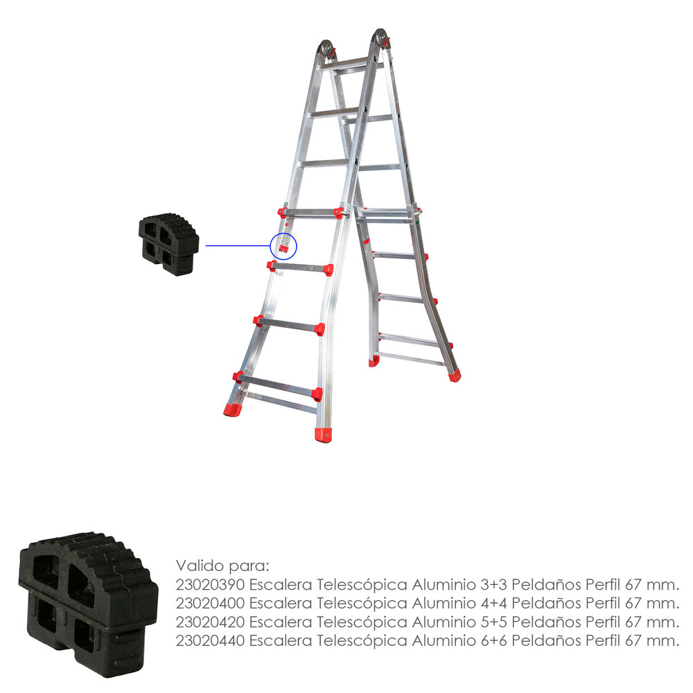 End cap for telescopic ladders with a 67 mm profile, inner sections. 2019 version