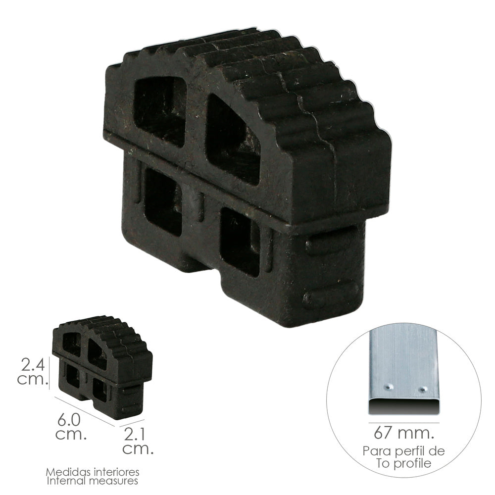 End cap for telescopic ladders with a 67 mm profile, inner sections. 2019 version