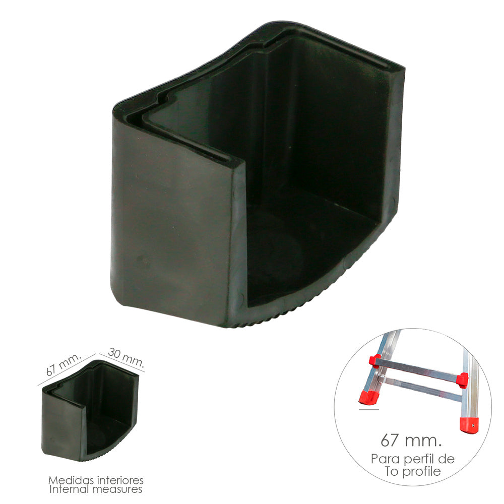 Sapata para escadas telescópicas, perfil de 67 mm, tramo exterior. Versão 2019