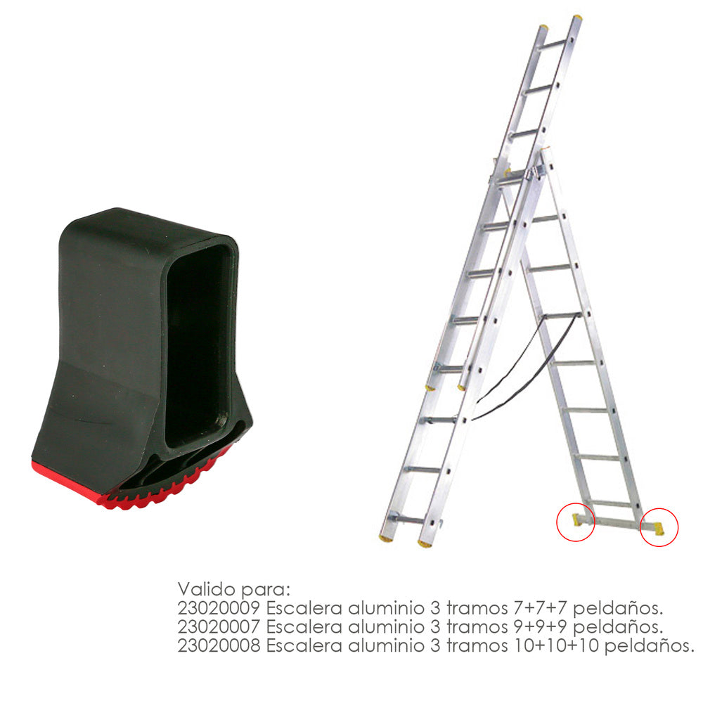 End cap for industrial aluminum ladder rail 10+10+10 / 9+9+9 / 7+7+7 rungs 2019 version