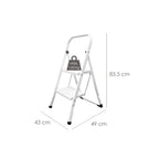 Escalera domestica acero 2 peldaños, escalerilla blanca