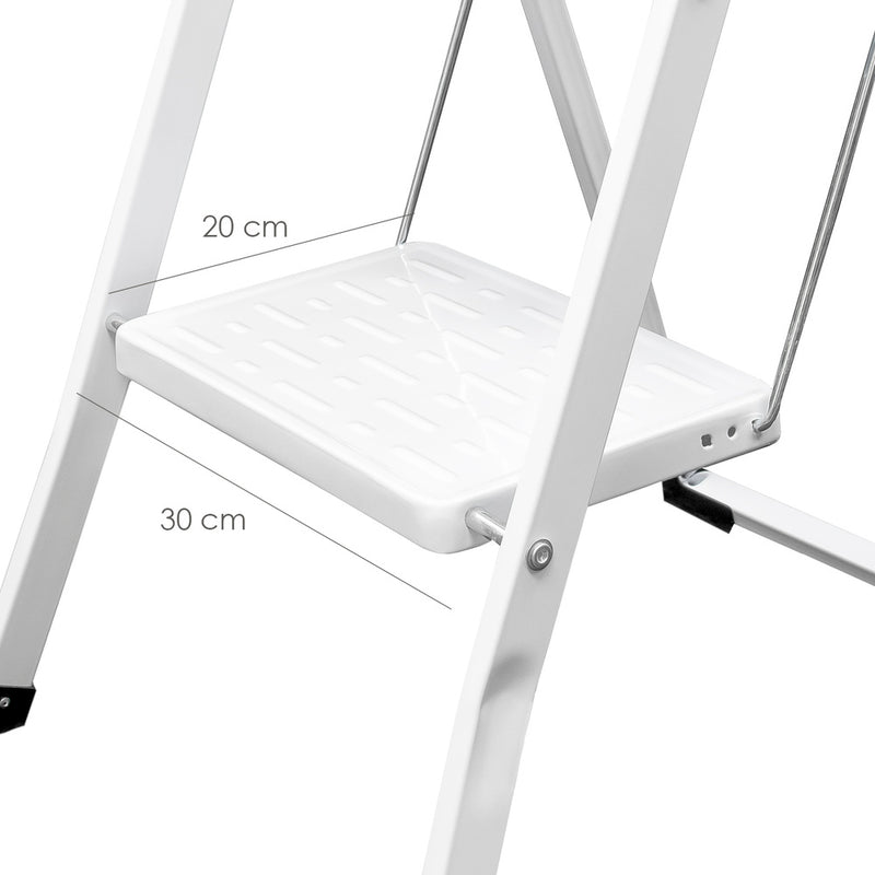 Escalera domestica acero 2 peldaños, escalerilla blanca