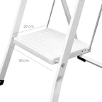 Escalera domestica acero 2 peldaños, escalerilla blanca