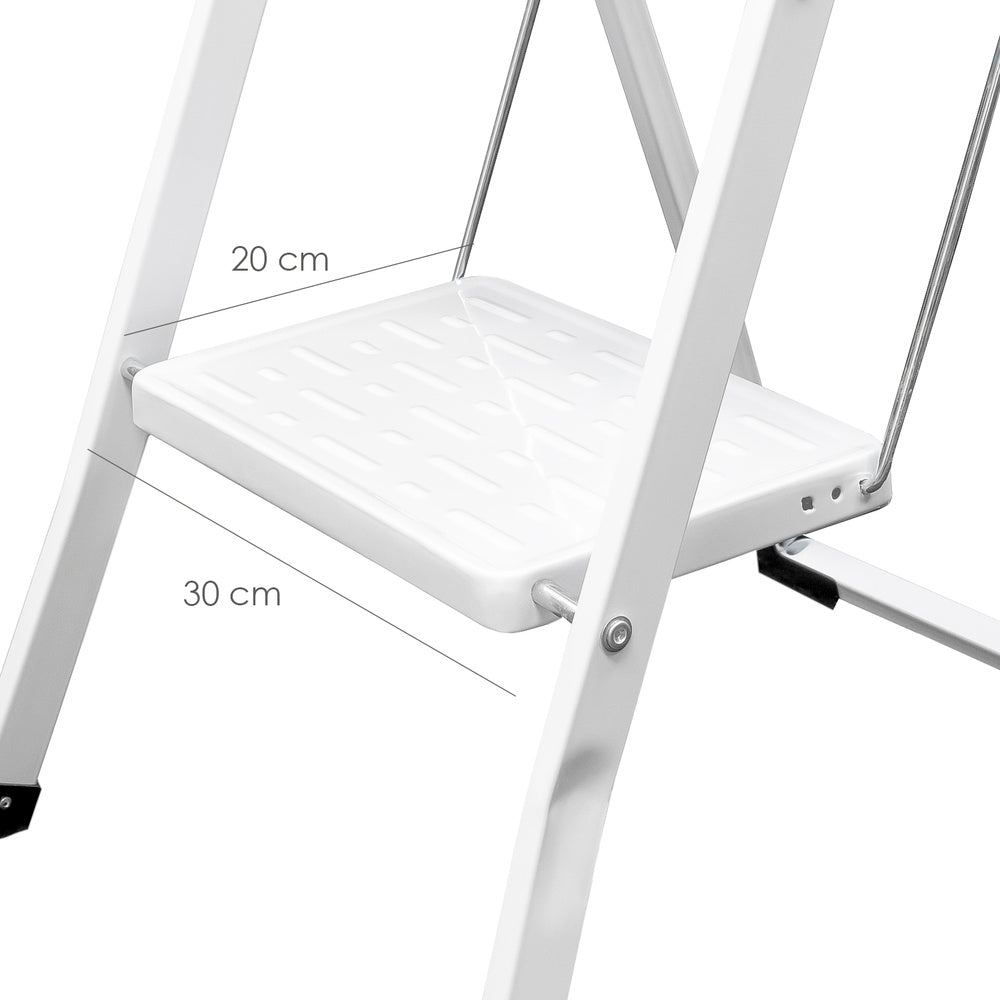 Escalera domestica acero 2 peldaños, escalerilla blanca