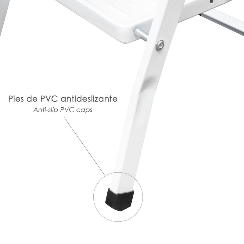 Escalera domestica acero 4 peldaños, escalerilla blanca