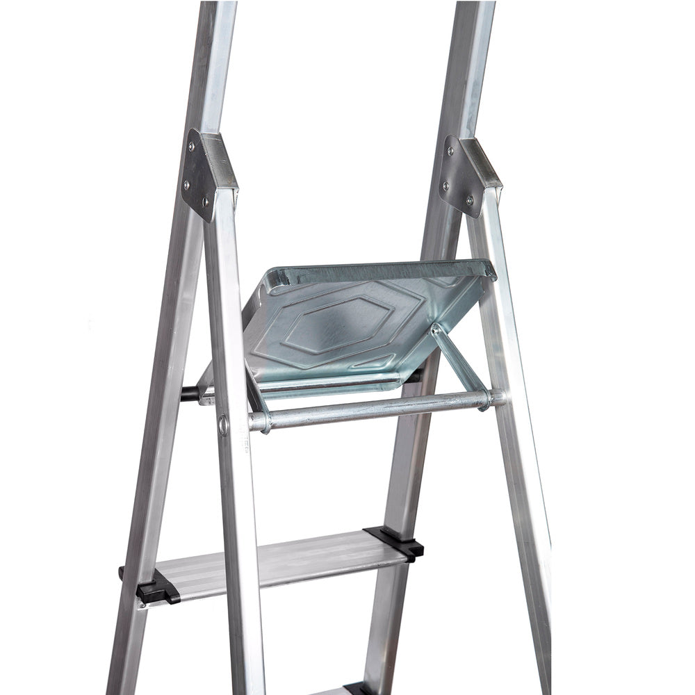 Escalera doméstica aluminio profesional 5 peldaños 12 cm grosor.