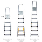 Escalera doméstica aluminio profesional 5 peldaños 12 cm grosor.