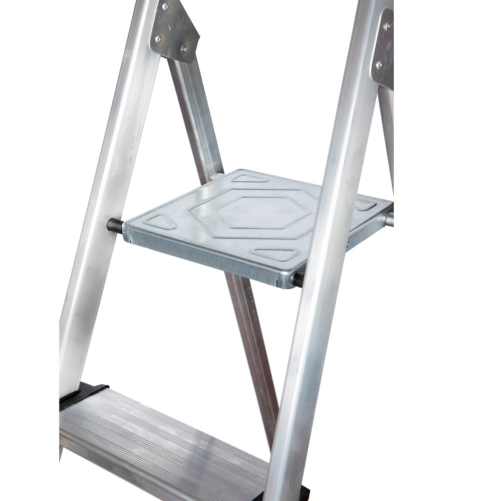 Escalera doméstica aluminio profesional 6 peldaños 12 cm grosor.