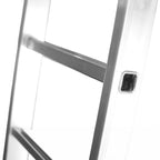 Escalera aluminio 2 tramos 12+12 peldaños. Plegable, antideslizante, resistente