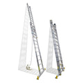 Escalera aluminio 2 tramos 12+12 peldaños. Plegable, antideslizante, resistente