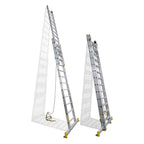 Escalera aluminio 2 tramos 12+12 peldaños. Plegable, antideslizante, resistente