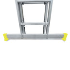 Escalera aluminio 2 tramos mecánica 14 peldaños. Plegable, telescópica, antideslizante, resistente