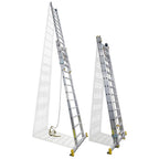Escalera aluminio 2 tramos mecánica 14 peldaños. Plegable, telescópica, antideslizante, resistente