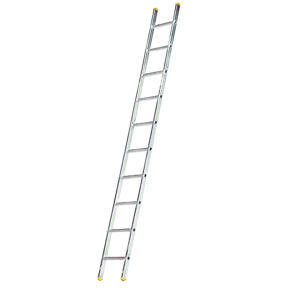 Escalera aluminio 1 tramo, 10 peldaños. Antideslizante, resistente.
