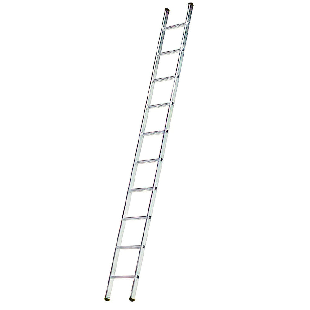 Escalera aluminio 1 tramo, 14 peldaños. Antideslizante, resistente.