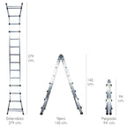 Escalera telescópica aluminio  3+3 peldaños perfil 67 mm