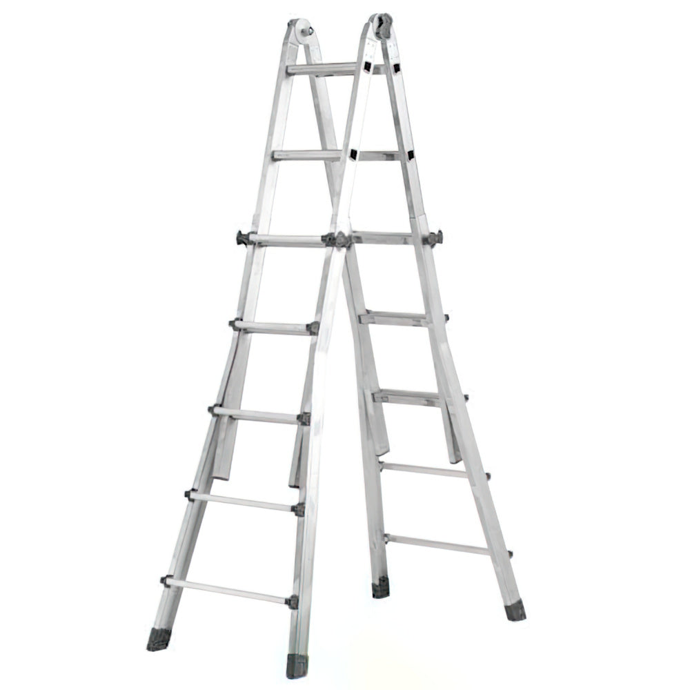 Escalera telescópica aluminio  4+4 peldaños perfil 67 mm