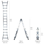 Escalera telescópica aluminio  6+6 peldaños perfil 67 mm