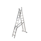 Aluminum ladder 2 sections 10+10 steps. Foldable, non-slip, resistant
