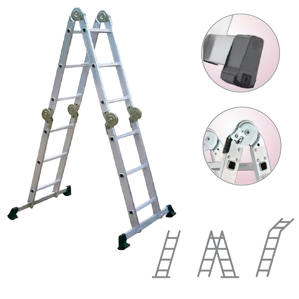 Multi-position aluminum ladder, 6 joints, 12 steps