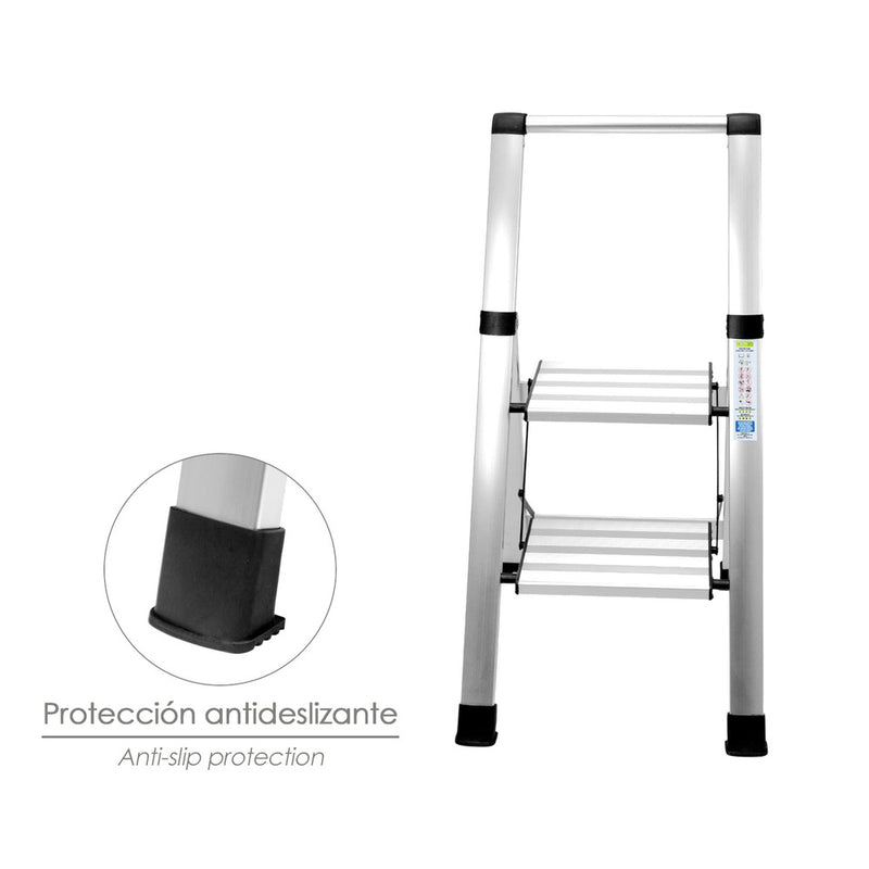 Escalera plana aluminio 2 peldaños