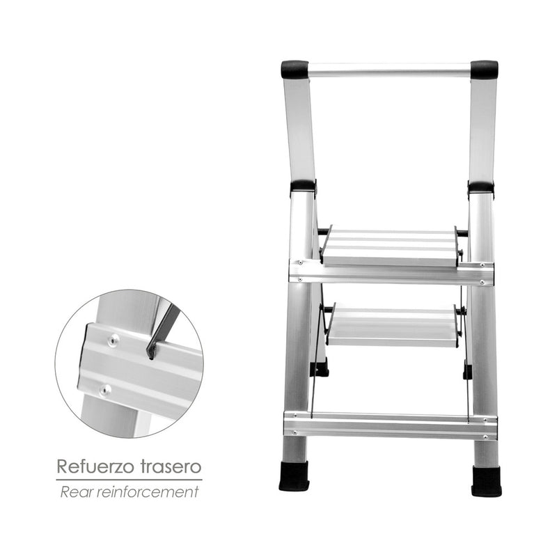 Escalera plana aluminio 2 peldaños