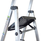 Escalera aluminio 5 peldaños uso domestico certificada en 131 con bandeja para herramientas.