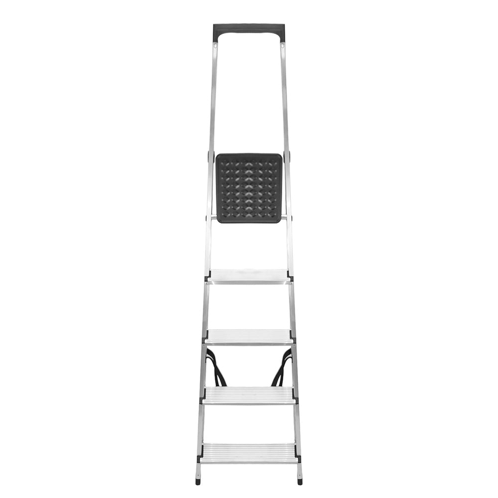 Escalera aluminio 5 peldaños uso domestico certificada en 131 con bandeja para herramientas.