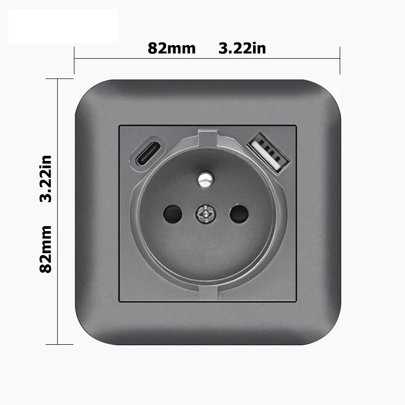 Enchufe FR de carga USB A y C con panel de PC ignífugo y garra de hierro Serie A2 , adecuado para caja redondaEnchufes
