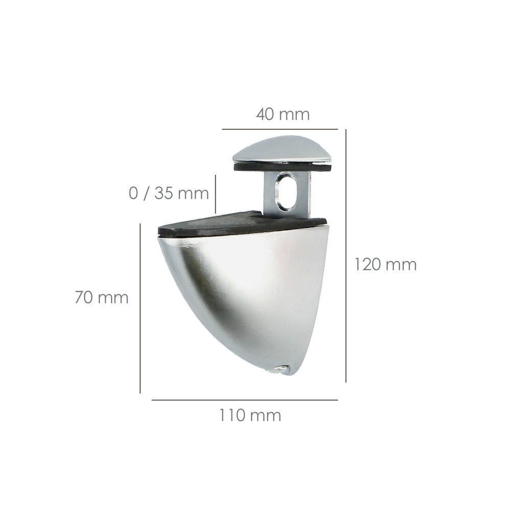 Soporte pelícano regulable para estante 1 / 20 mm cromo mate (1 pieza)