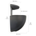 Soporte pelícano regulable para estante 1 / 20 mm negro (1 pieza)