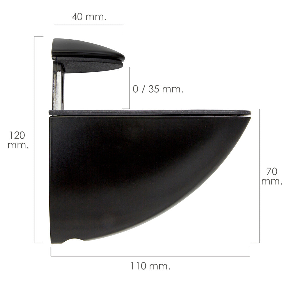 Soporte pelícano regulable para estante 1 / 35 mm negro  (1 pieza)