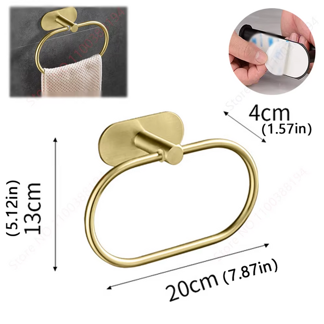 Gold set of self-adhesive bathroom holders