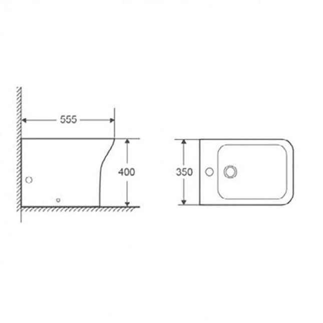 Bidé compacto de porcelana blanca con rebosadero integrado | 1_ES
