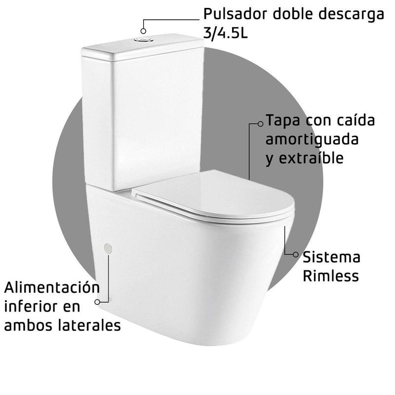Inodoro rimless completo para pared blanco minimalista | 1_ES