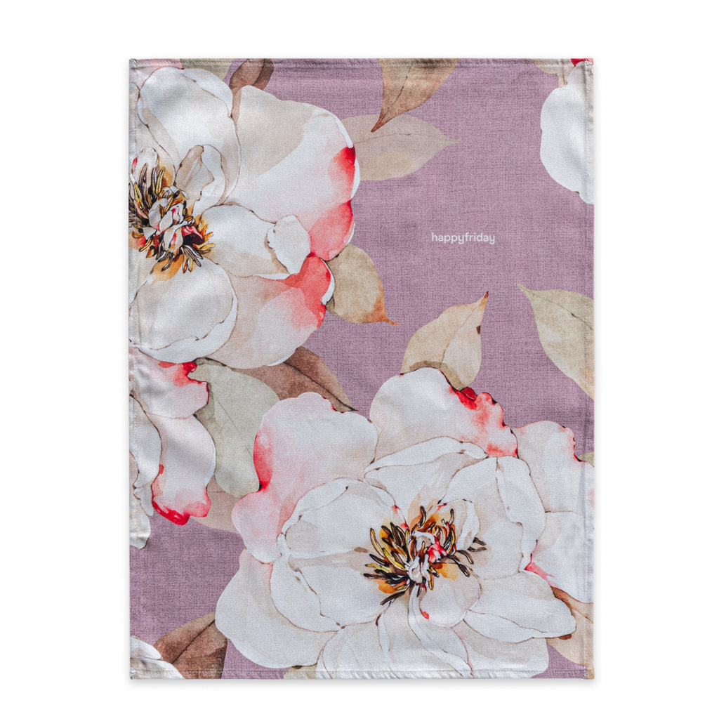 Pano de loiça com estampado de peónias brancas, conjunto com 2 unidades, 70x50 cm