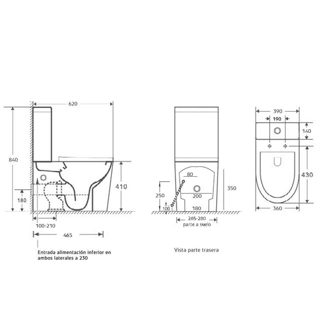 Inodoro rimless completo para pared blanco minimalista | 1_ES