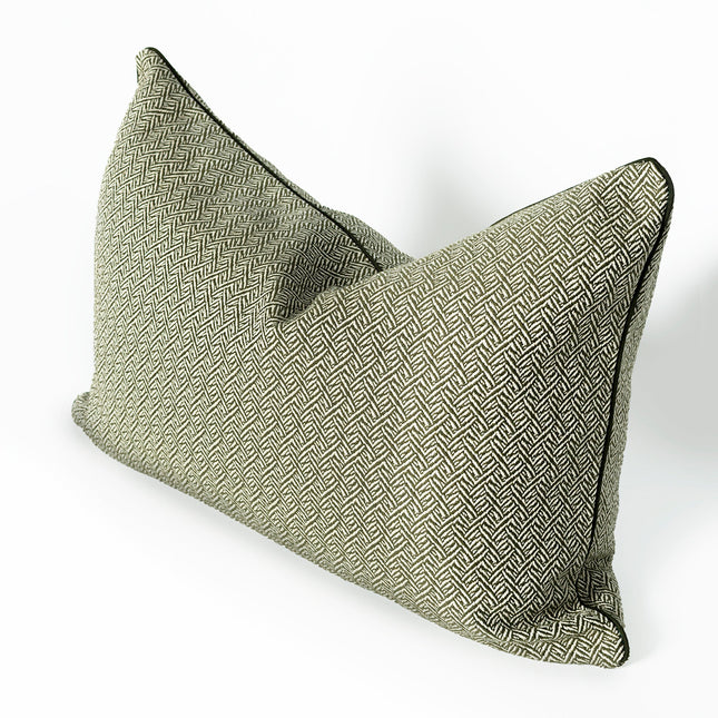 Herringbone Funda de cojín decorativo 60x40 cm Verde oliva