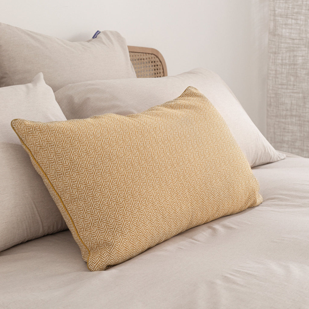 Herringbone Funda de cojín decorativo 60x40 cm Mostaza