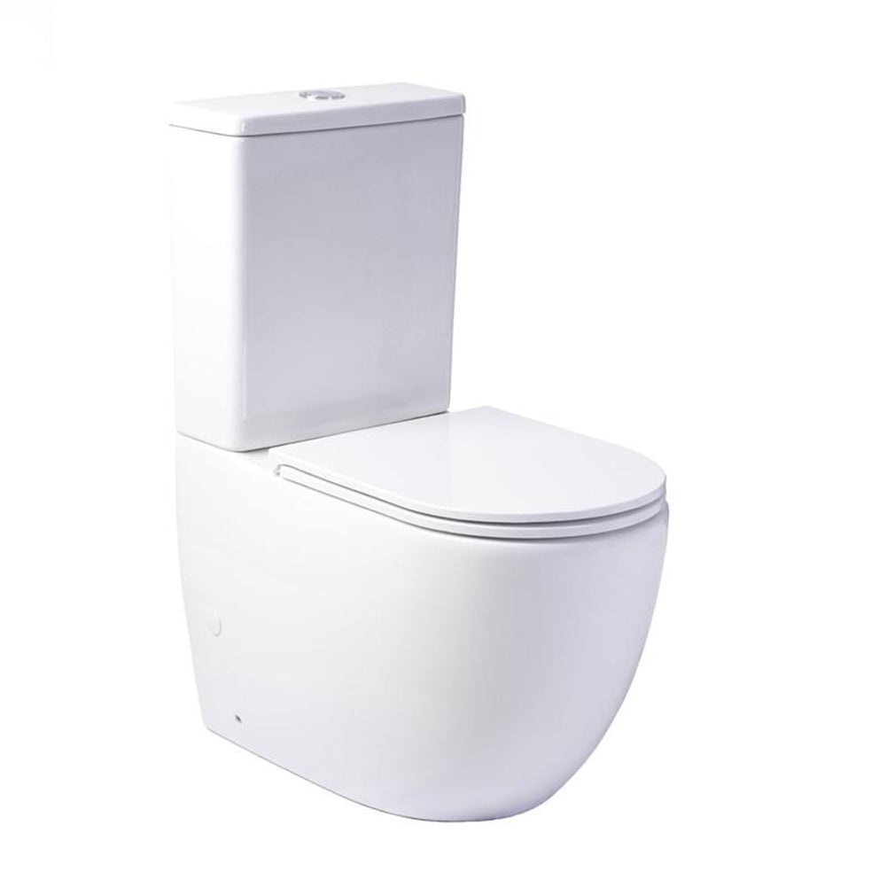 Inodoro sin reborde compacto de porcelana para baño blanco | 3_BP