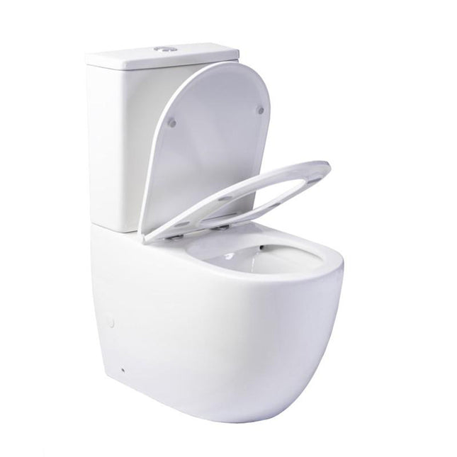 Inodoro sin reborde compacto de porcelana para baño blanco | 3_BP