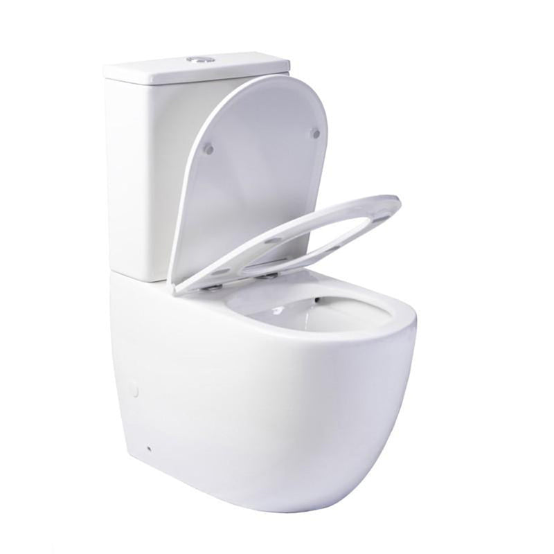 Inodoro sin reborde compacto de porcelana para baño blanco | 3_BP