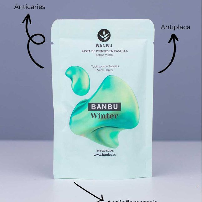 Pasta de dientes en pastilla anticaries y antiinflamatorio