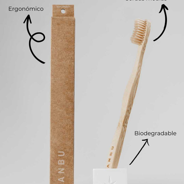 Cepillo de dientes de bambú cerdas medias sostenibles